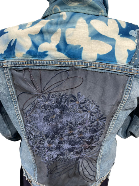 Denim Jacket with vintage indigo textiles