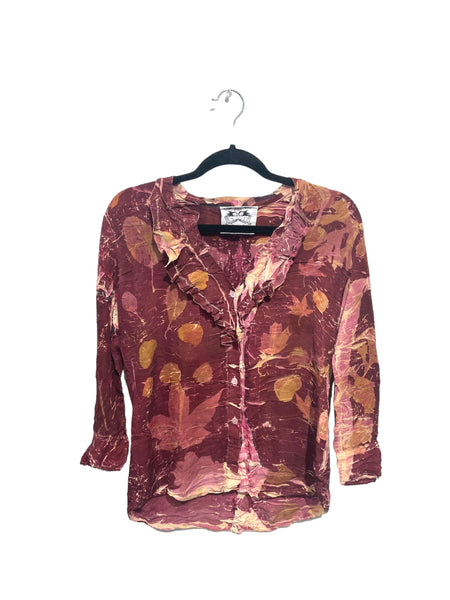 Silk eco dyed long sleeve blouse