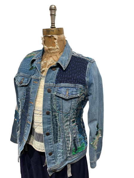 Denim Jacket with vintage indigo textiles