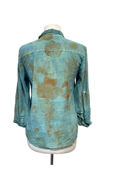 Silk eco dyed long sleeve blouse