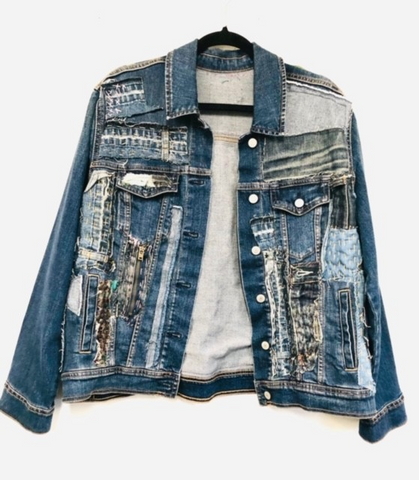 Blue and Green Denim Jacket