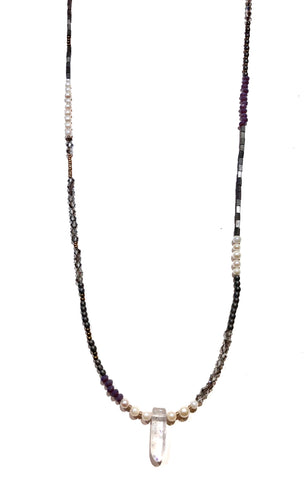 Quartz skinny necklace