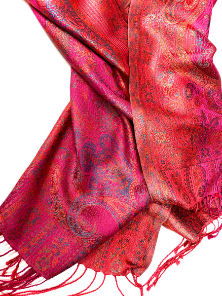 Silk jacquard loom scarf