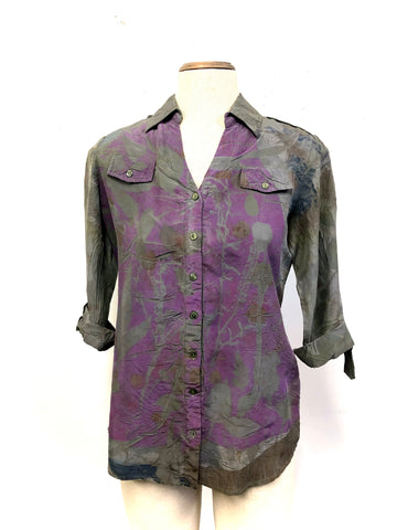 100% Silk eco dyed 3/4 sleeve blouse