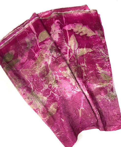 Ecoprinted silk scarf #28