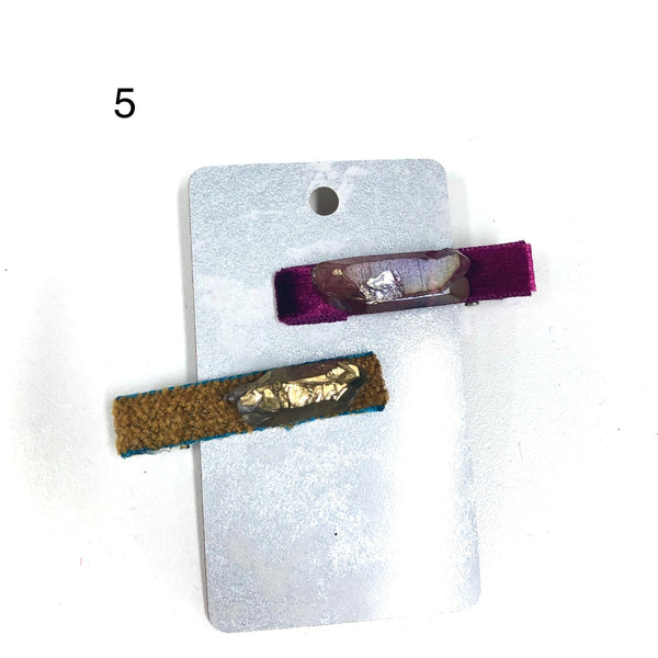 Quartz crystal hair slides