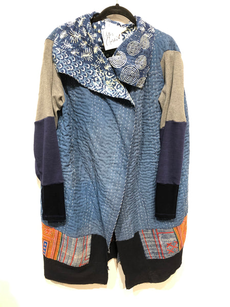 Kantha jacket with Hmong textile