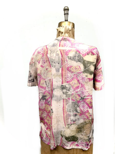 100% silk ecodyed and printed  silk blouse