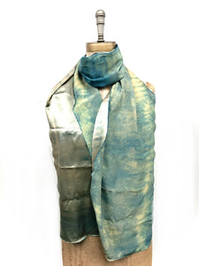 Indigo silk and viscose scarf