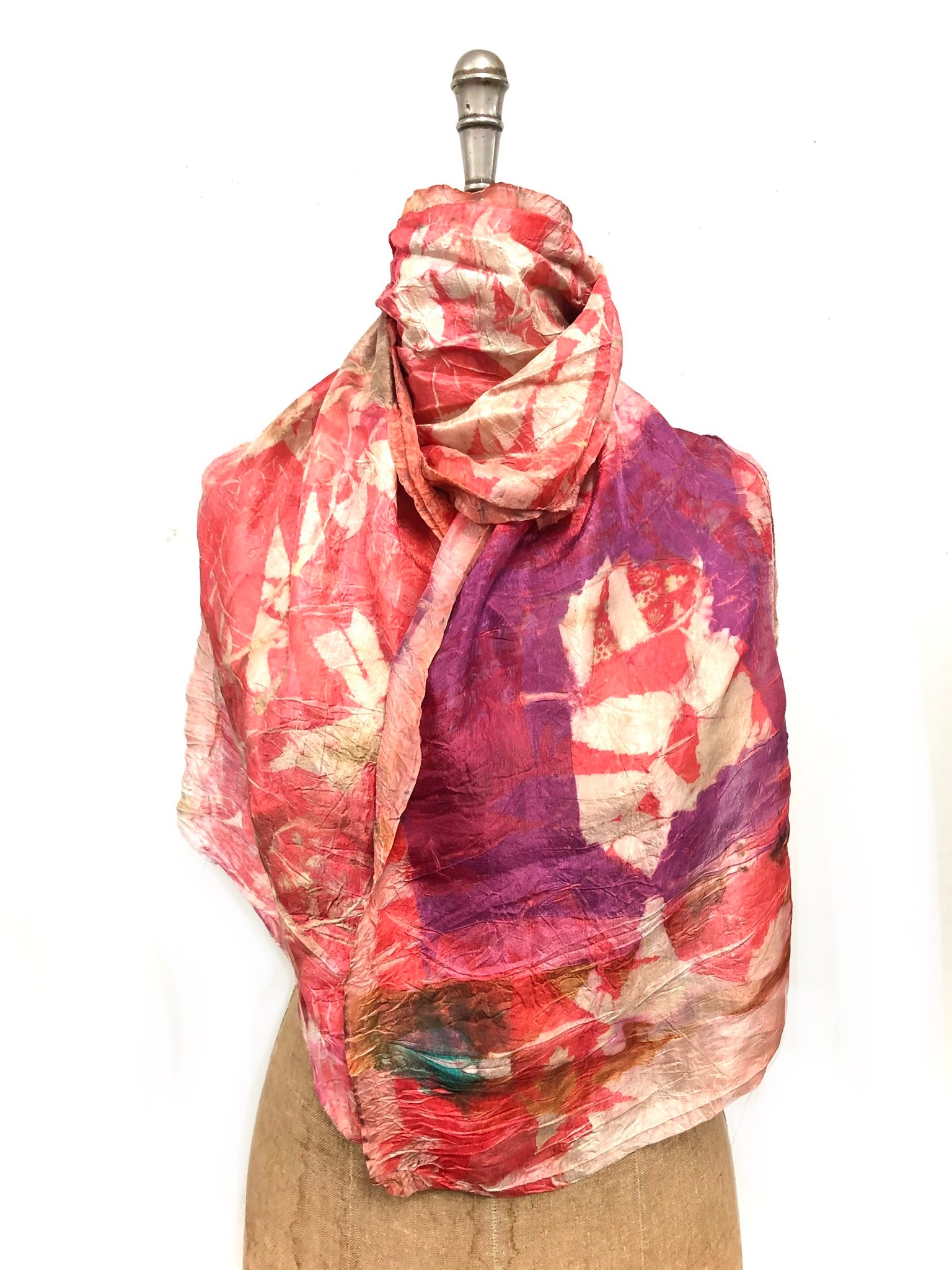 Ecoprinted silk scarf #27