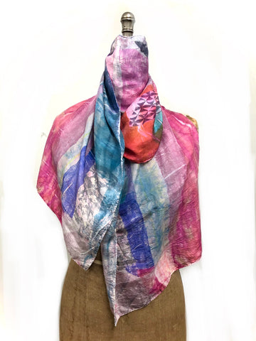 Ecoprinted silk scarf #26