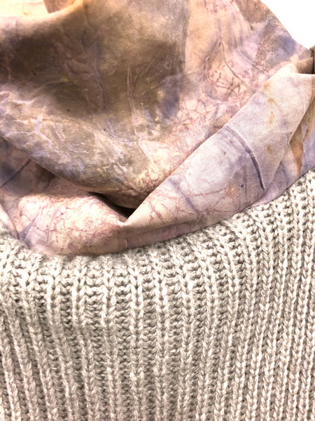 Eco dyed silk cowl upcycled sweater