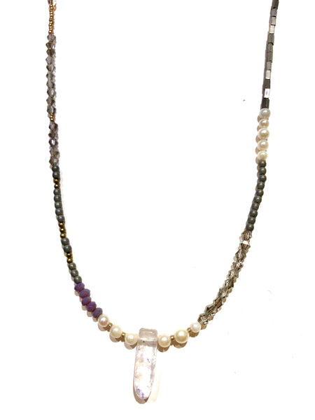 Quartz skinny necklace