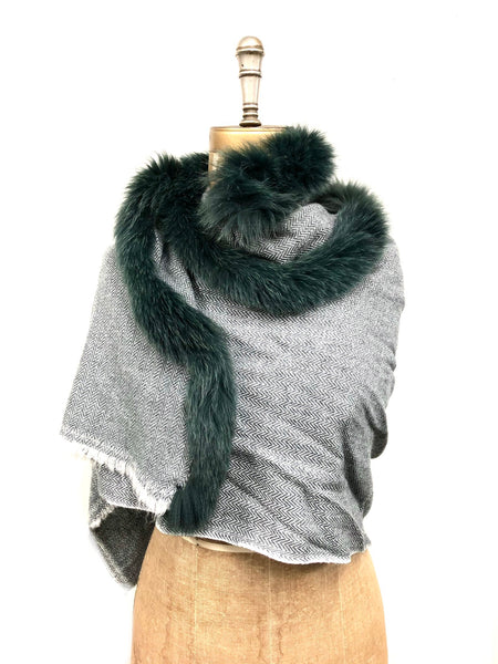 Cashmere and fox fur shawl