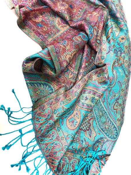 Silk jacquard loom scarf