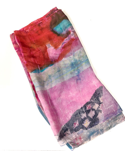 Ecoprinted silk scarf #26