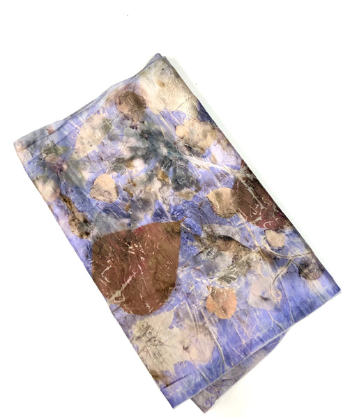 Ecodyed and ecoprinted silk scarf #39