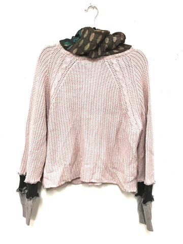 Upcycled ecodyed silk cowl sweater