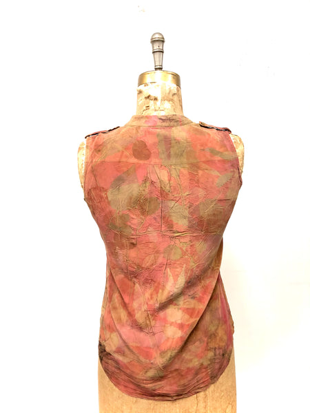 100% silk button front tank top