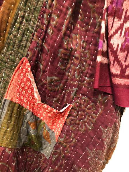 Kantha jacket wine