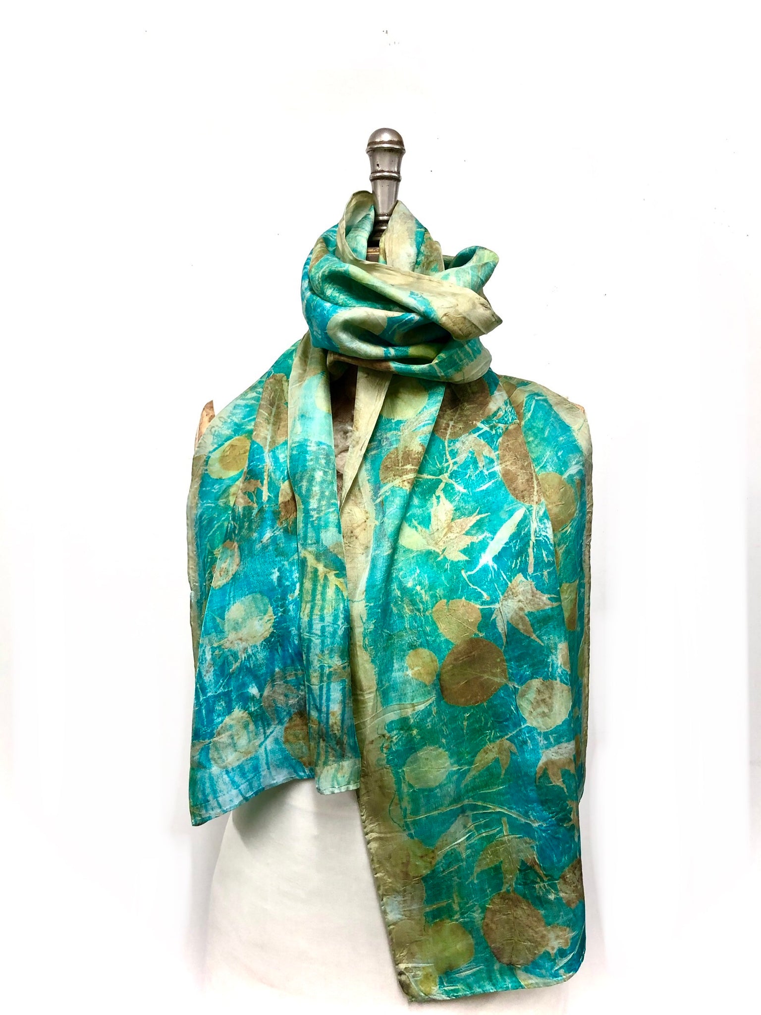 Ecoprinted silk scarf #8