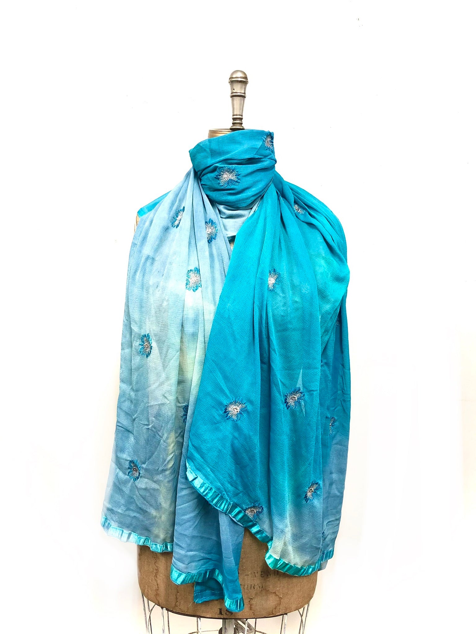 Ecodyed indigo silk scarf #20