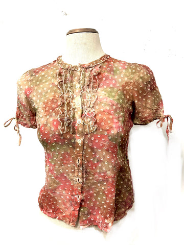 100% Silk  Short sleeve blouse