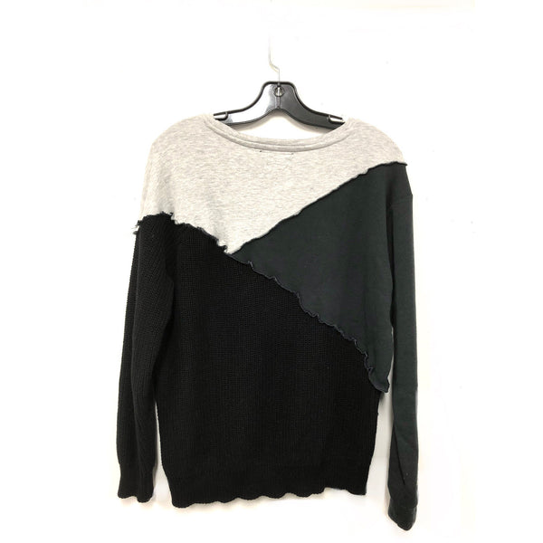 Colour block upcycled crew neck sweater