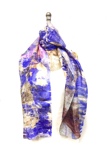 Ecoprinted silk scarf #40