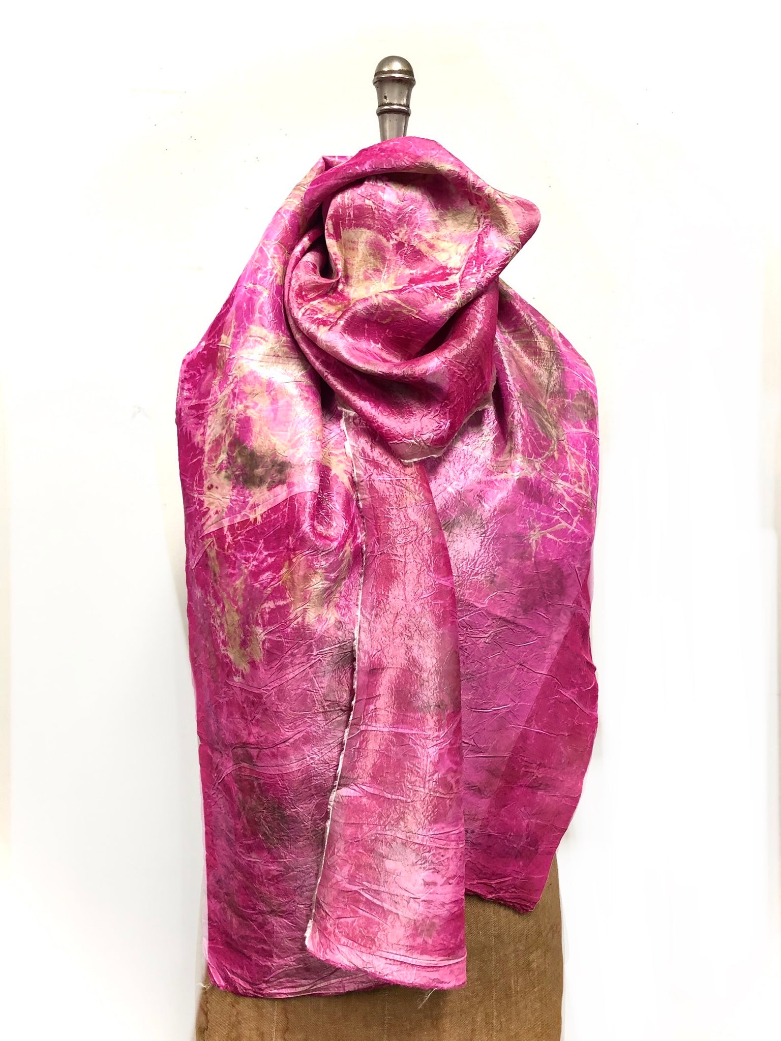 Ecoprinted silk scarf #28