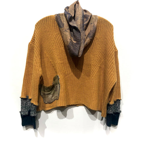 Upcycled ecodyed silk cowl sweater