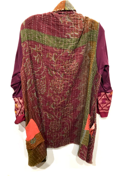 Kantha jacket wine