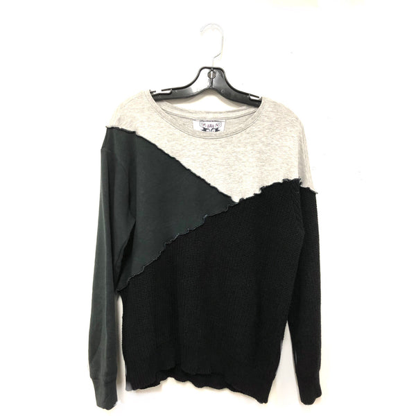 Colour block upcycled crew neck sweater