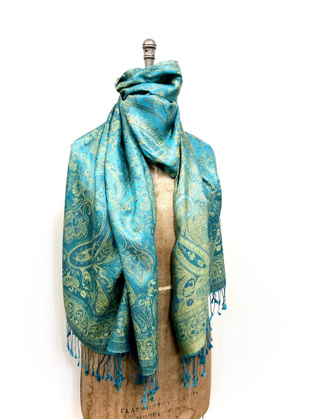 Silk jacquard loomed shawl