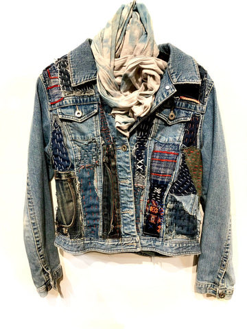 Denim Jacket with vintage indigo textiles