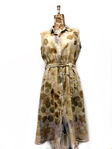 Ecodyed button front linen long dress