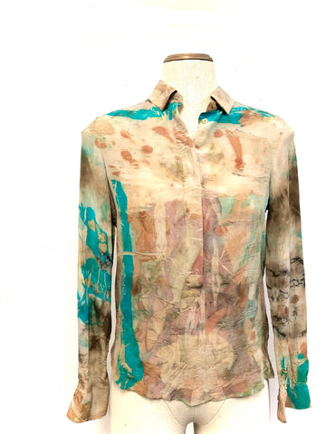 100% silk ecodyed long sleeve blouse