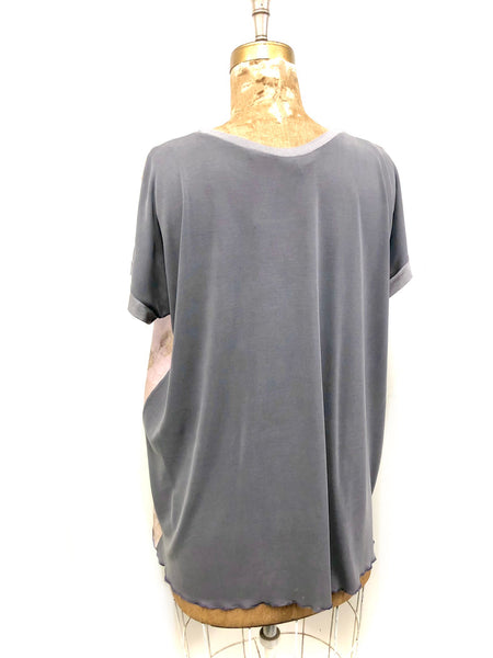 Silk front  eco dyed T-shirt