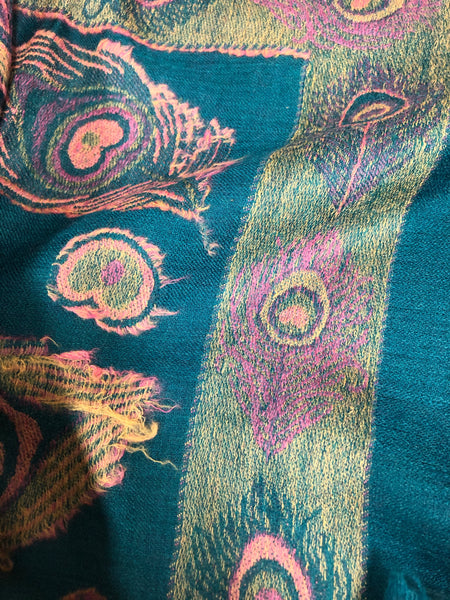 Cashmere shawl jewel tone peacock