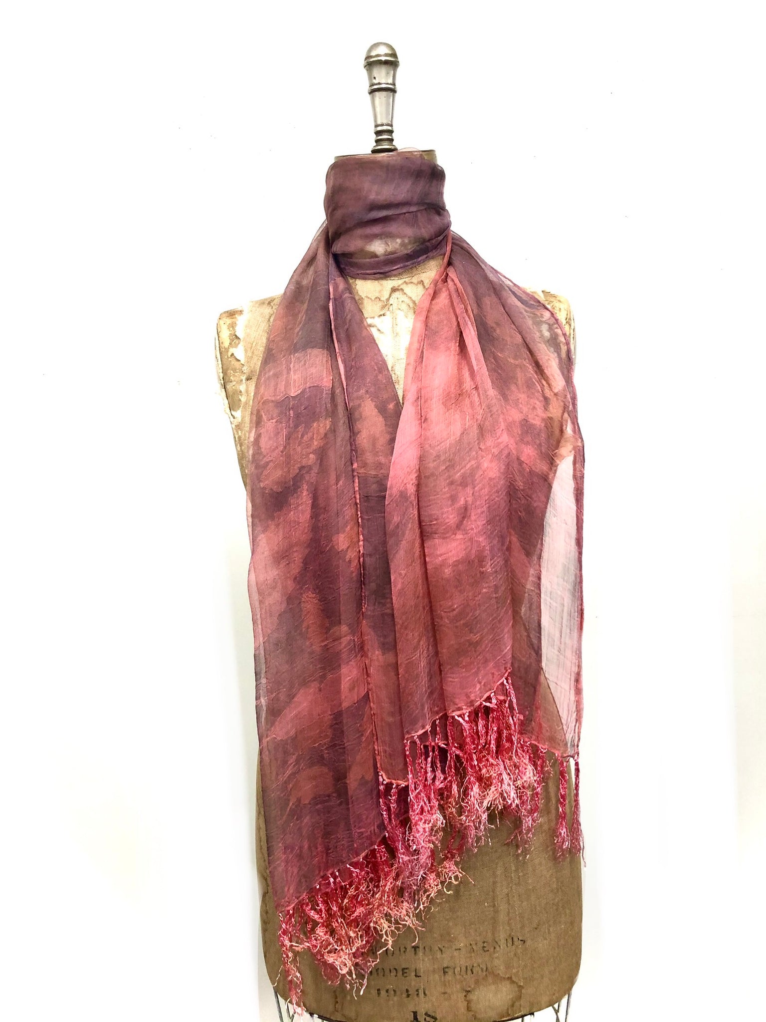 Ecoprinted silk scarf #23