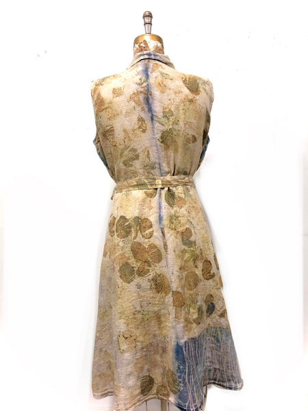 Ecodyed button front linen long dress
