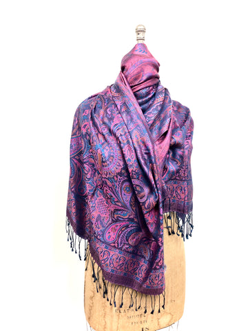 Silk jacquard loomed shawl