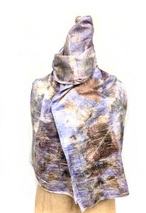 Ecodyed and ecoprinted silk scarf #39