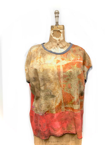 Silk front  eco dyed T-shirt