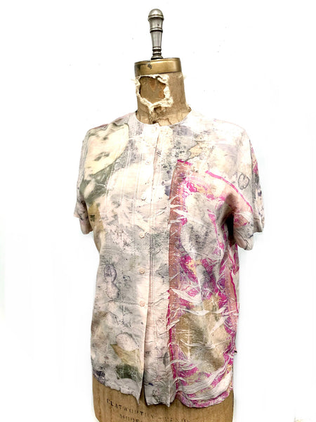 100% silk ecodyed and printed  silk blouse