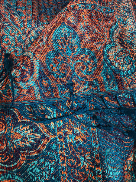 Silk jacquard loomed shawl