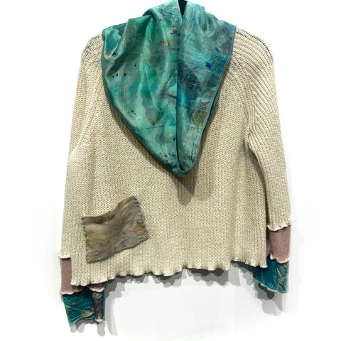 Upcycled ecodyed silk cowl sweater