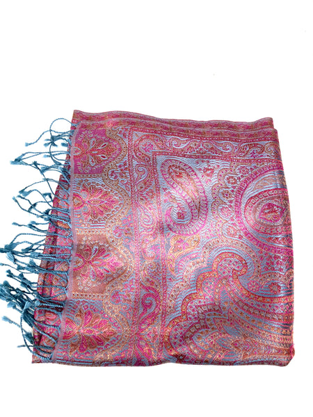 Silk jacquard loomed shawl