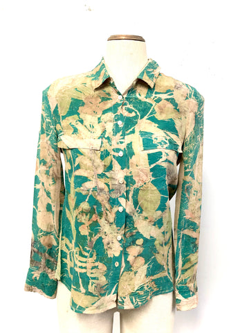 100% silk long sleeve  ecodyed blouse