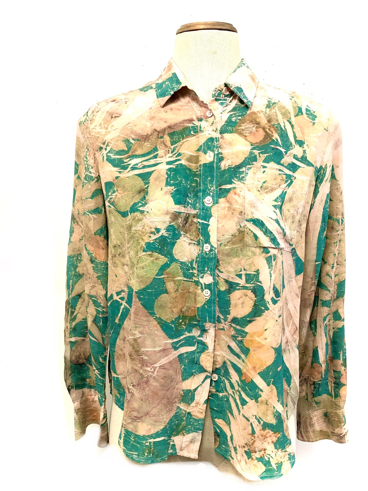 100% silk long sleeve ecodyed blouse